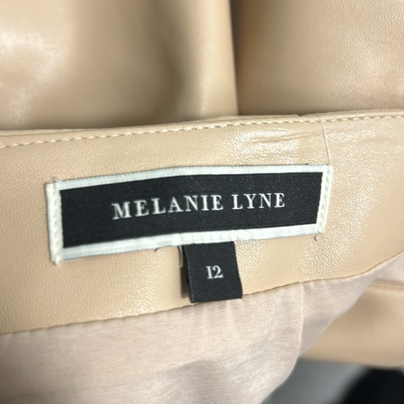 Melanie Lyne Nude Faux Leather Pencil Skirt Lined Size 12 - Picture 4 of 14